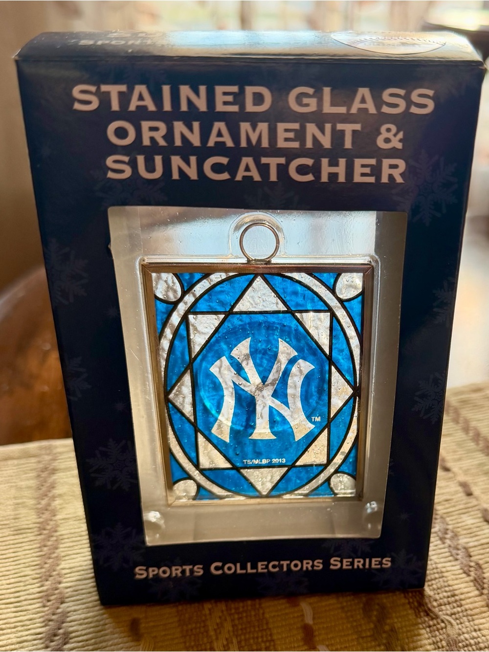 New York Yankees Stained Glass Ornament & Suncatcher - Blue/White NIB